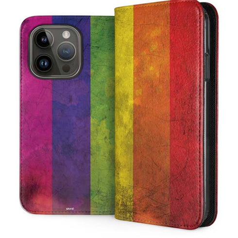 Distressed Rainbow Flag iPhone 15 Pro Folio Case